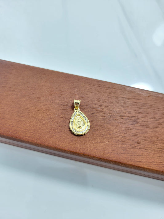 Dije Vírgen de Guadalupe estilo gota oro 10k