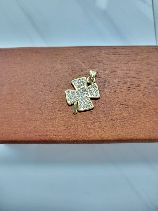 Dije  trébol 4 hojas  oro 14k