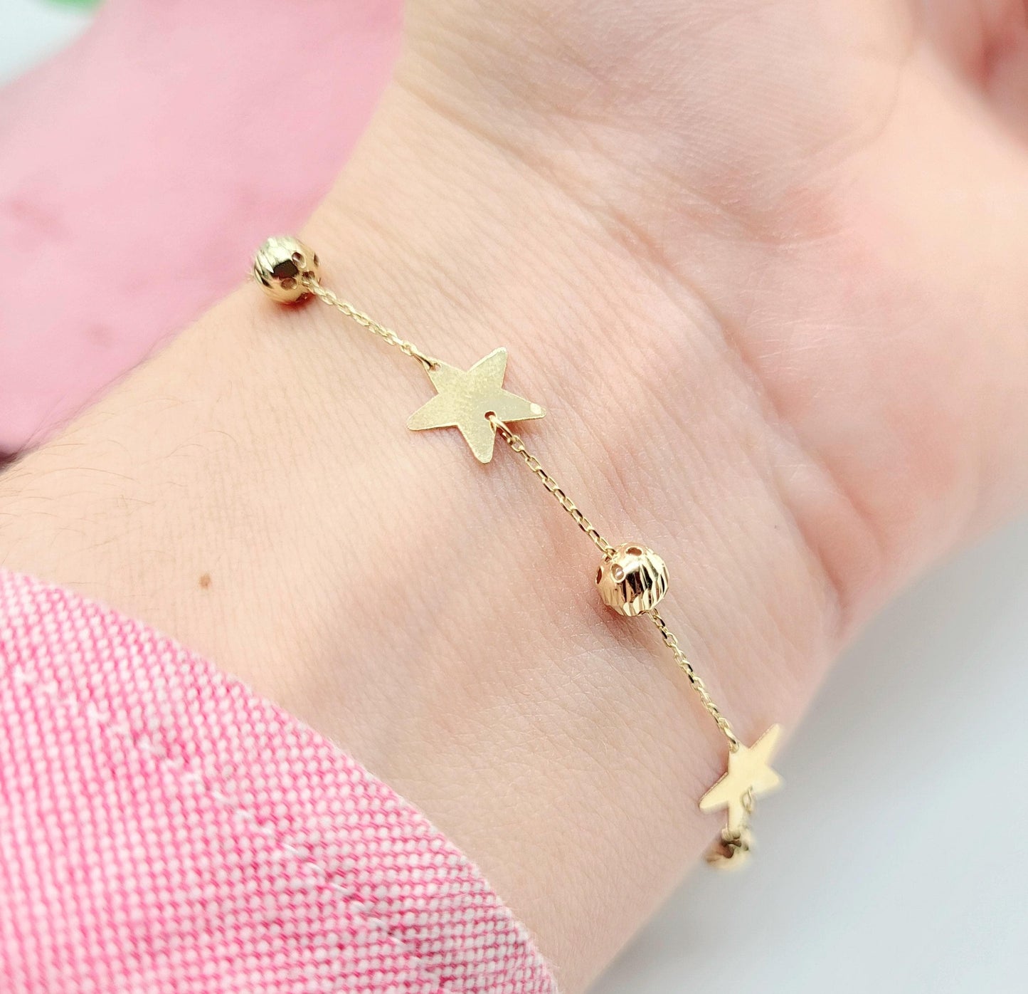 Pulsera de Estrellas en Oro Italiano 14K