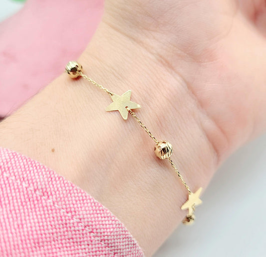 Pulsera de Estrellas en Oro Italiano 14K