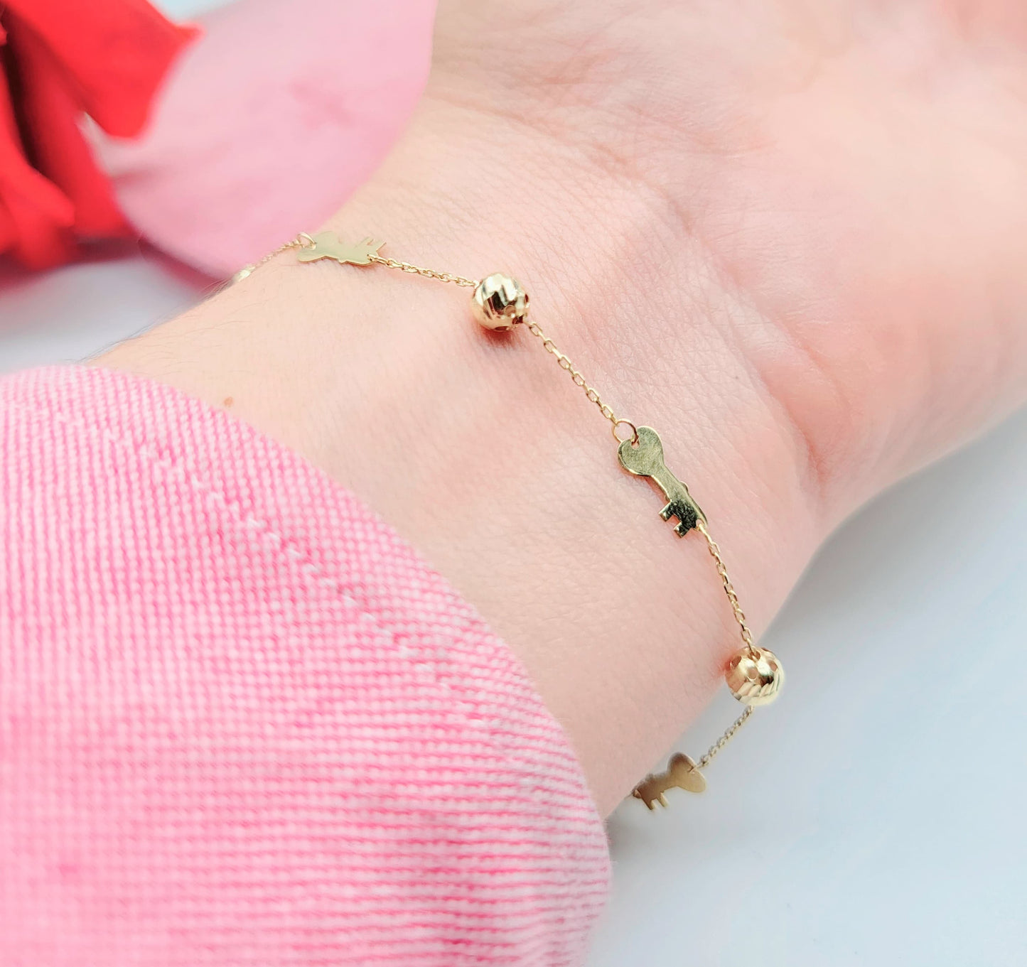 Pulsera de Llaves en Oro Italiano 14K