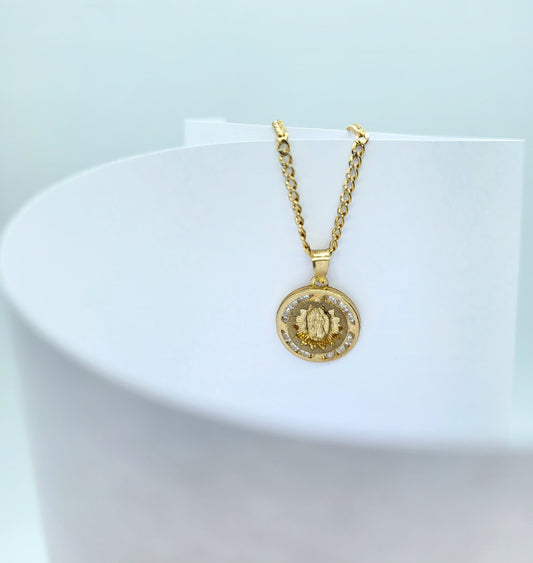 Cadena con Medalla de la Virgen Guadalupe en Oro Italiano 10K