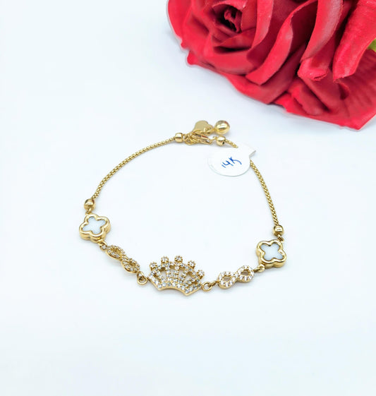 Pulsera de Corona en Oro Italiano 14K
