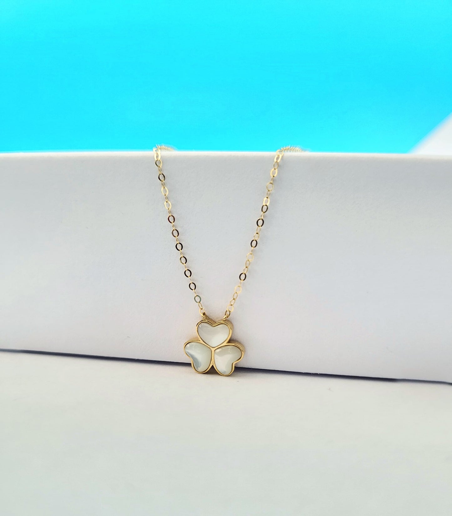 Gargantilla clover blanco oro 14k