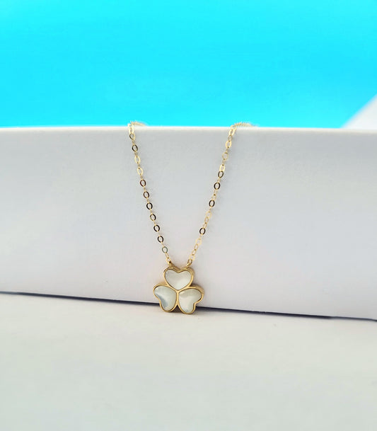 Gargantilla clover blanco oro 14k