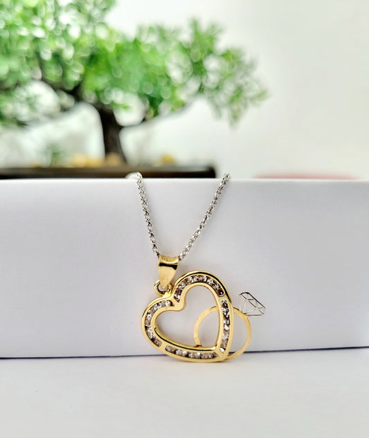Cadena de corazon y anillo oro 14k