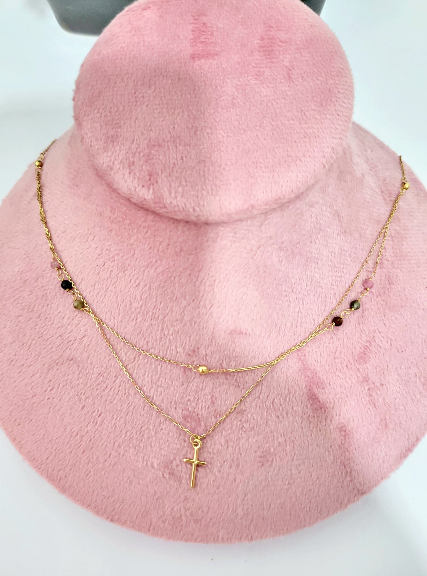 Gargantilla de cruz oro 14k