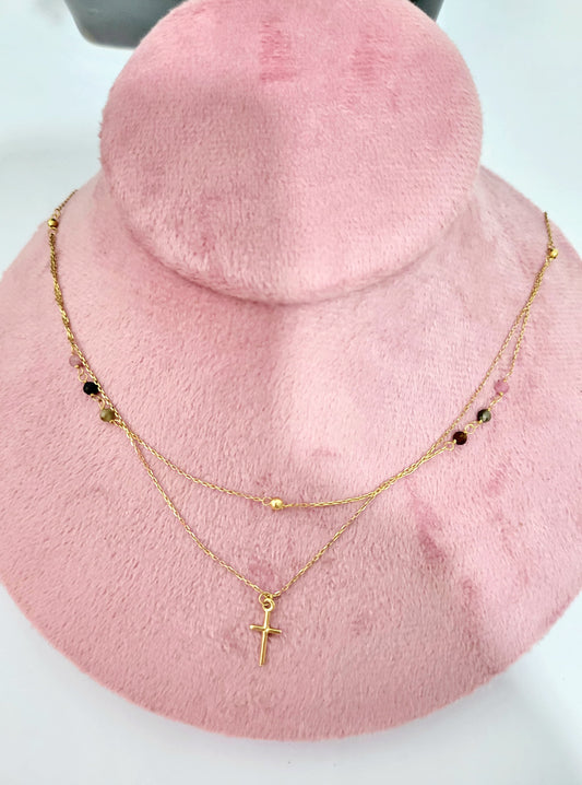 Gargantilla de cruz oro 14k