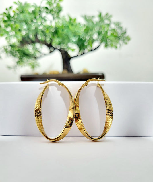 Argollas de Oro 14K con Acabado Texturizado
