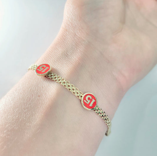 Pulsera de 15 en Oro Italiano 14K