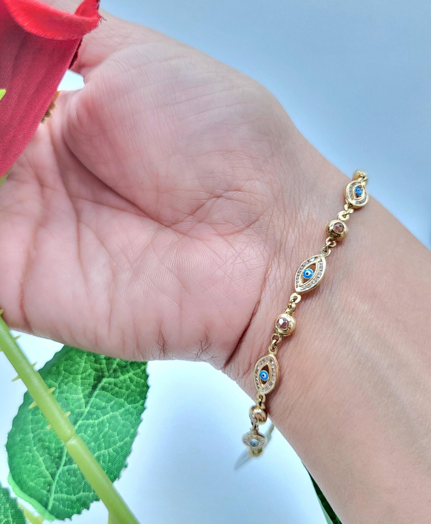 Pulsera de Ojo Turco Oro Italiano 10K
