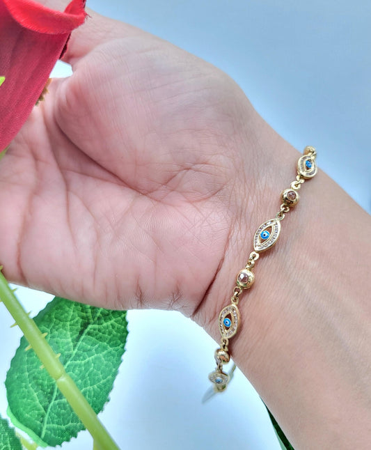 Pulsera de Ojo Turco Oro Italiano 10K