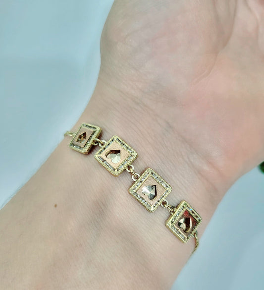 Pulsera Corazones 10K