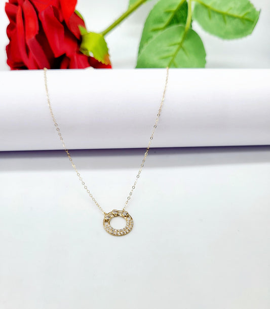 Gargantilla circulo con piedras,  oro 14k
