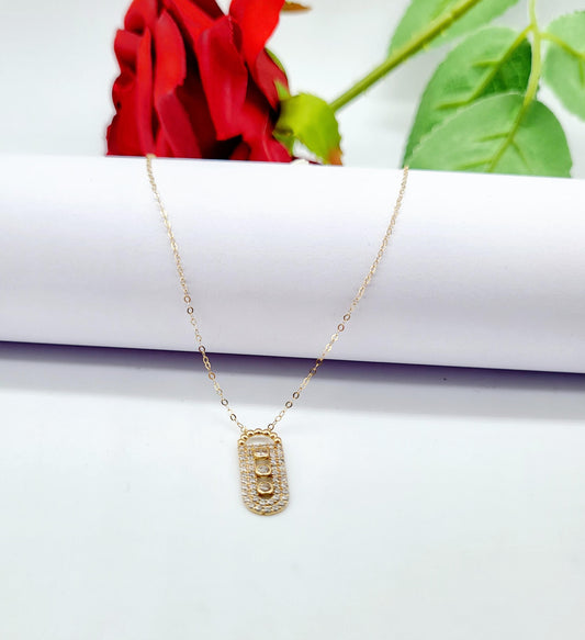 Gargantilla colgante con piedras, oro 14k