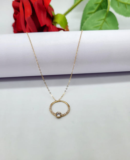 Set gargantilla y aritos  circulo con piedras oro 14k